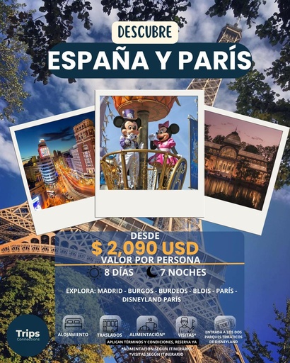 España y París - Viaja desde $2,090 USD x persona